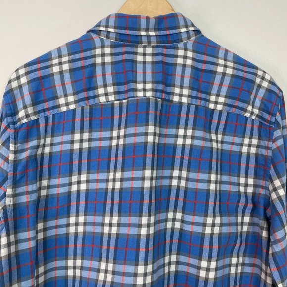 American Eagle Shirt Large Blue Plaid Casual Button-Front Long Sleeve Men's - Picture 5 of 13
